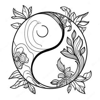 Pagina Para Colorear De Yin Yang Con Elementos De La Naturaleza 108362-45318