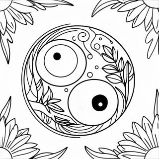 Pagina Para Colorear De Yin Yang Con Elementos De La Naturaleza 108362-45319