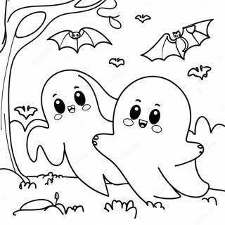 Pagina Para Colorear De Fantasmas Y Murcielagos Encantadores 108723-45601