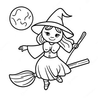 Pagina Para Colorear De Bruja Encantadora En Una Escoba 108724 45605