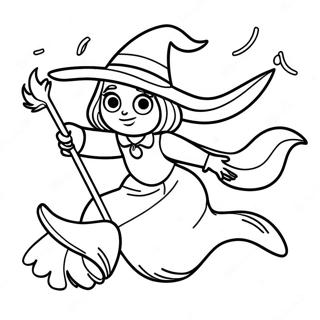 Pagina Para Colorear De Bruja Encantadora En Una Escoba 108724 45606