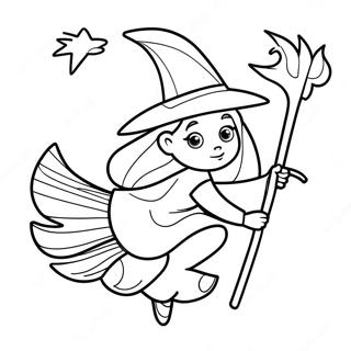 Pagina Para Colorear De Bruja Encantadora En Una Escoba 108724 45607