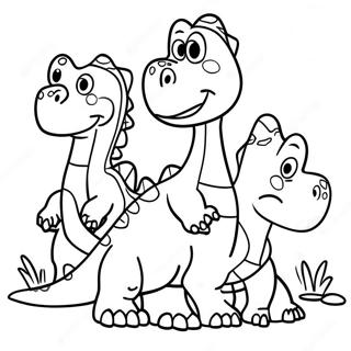 Pagina Para Colorear De La Amistosa Familia De Dinosaurios 109650 46387