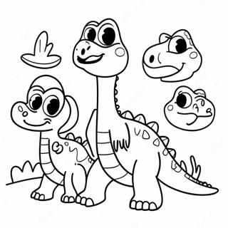 Pagina Para Colorear De La Amistosa Familia De Dinosaurios 109650 46388