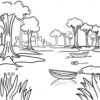 Pagina Para Colorear De La Escena Vibrante Del Pantano De Luisiana 109673 46399