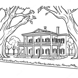Página Para Colorear De La Encantadora Casa De Plantación De Luisiana Páginas Para Colorear