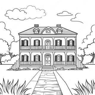Página Para Colorear De La Encantadora Casa De Plantación De Luisiana Páginas Para Colorear