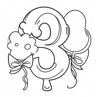 Pagina Para Colorear Del Numero 3 Elegante Con Globos 111012-47470