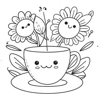 Pagina Para Colorear De Taza De Te Linda Con Flores 111449-47801