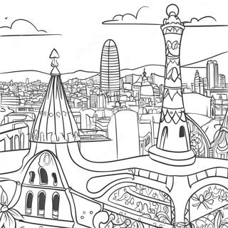 Pagina Para Colorear Del Horizonte Colorido De Barcelona 111782-48063