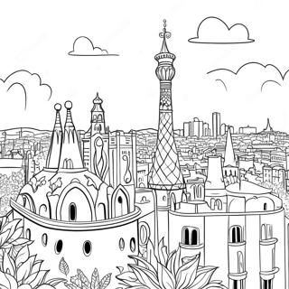 Pagina Para Colorear Del Horizonte Colorido De Barcelona 111782-48064