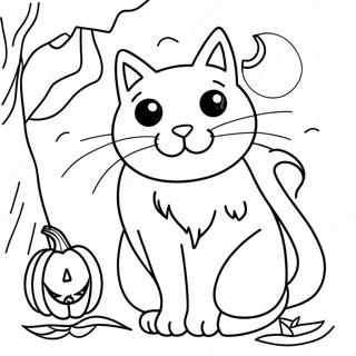 Pagina Para Colorear De Gato Negro Espeluznante De Halloween 112727-48802