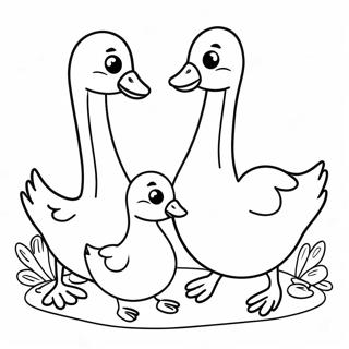 Pagina Para Colorear De Una Linda Familia De Gansos 113012-49141