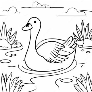 Pagina Para Colorear De Un Ganso Nadando En Un Estanque 113014 49149