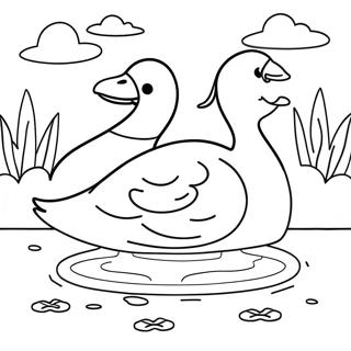 Pagina Para Colorear De Un Ganso Nadando En Un Estanque 113014 49150