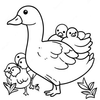 Pagina Para Colorear De Un Ganso Con Patitos 113015 49153