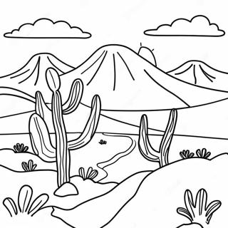 Pagina Para Colorear De Paisaje Desertico Simple 113139-49240