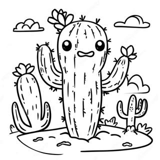 Pagina Para Colorear De Cactus Lindo En El Desierto 113140-49241