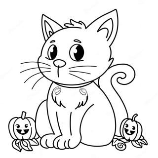 Gato Negro De Halloween Páginas Para Colorear