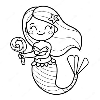 Sirena Festiva Con Bastones De Caramelo Para Colorear 113602 49603