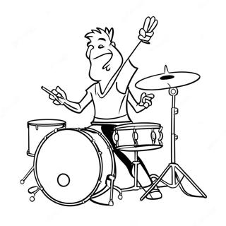 Pagina Para Colorear De Baterista En Accion De Banda De Rock 114814-50546