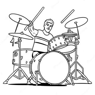 Pagina Para Colorear De Baterista En Accion De Banda De Rock 114814-50547
