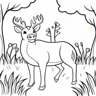 Pagina Para Colorear De Un Ciervo Jugueton Pastando 115098 50769
