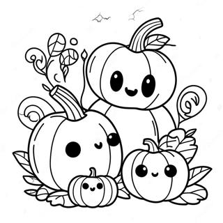 Pagina Para Colorear De Una Adorable Familia De Calabazas 115278-50901