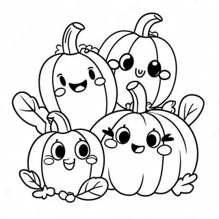 Pagina Para Colorear De Una Adorable Familia De Calabazas 115278-50902