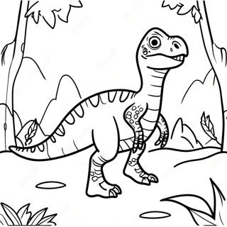 Pagina Para Colorear De Un Velociraptor Espeluznante En El Bosque 116181 51606