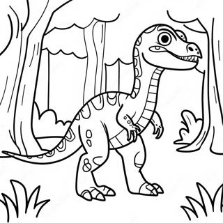 Pagina Para Colorear De Un Velociraptor Espeluznante En El Bosque 116181 51607