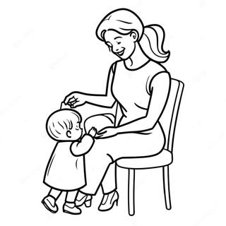 Pagina Para Colorear De Mama Cuidadosa Ayudando A Su Hijo 116517-52032