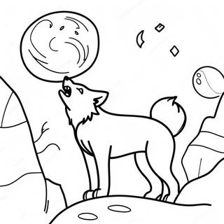 Pagina Para Colorear De Un Lobo Realista Aullando A La Luna 116952-52362