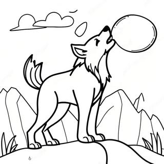 Pagina Para Colorear De Un Lobo Realista Aullando A La Luna 116952-52364