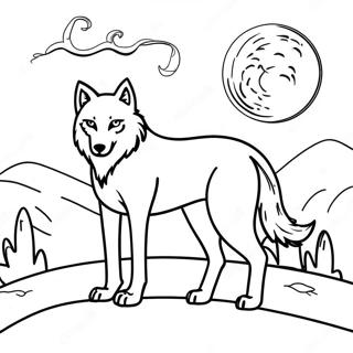Pagina Para Colorear De Un Lobo Feroz Mirando La Luna Llena 116954-52372