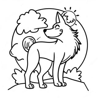 Pagina Para Colorear De Un Lobo En Silueta Contra La Luna 116956 52378