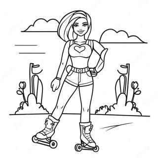 Pagina Para Colorear De Barbie Deportiva De Los 90 En Patines 117314-52646