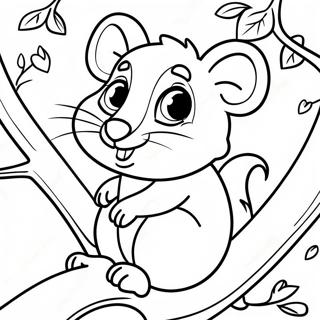 Pagina Para Colorear De Un Opossum Bonito En Un Arbol 117441-52738