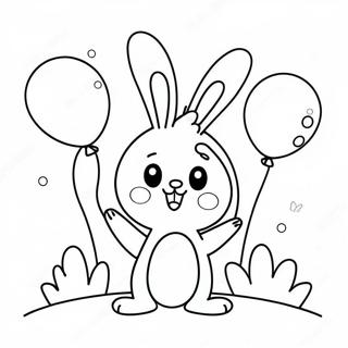 Pagina Para Colorear De Un Feliz Conejito Kawaii Con Globos 117856 53060