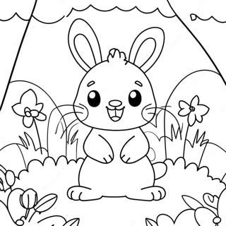 Pagina Para Colorear De Un Jugueton Conejito Kawaii En Un Jardin 117857 53063