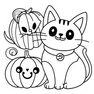 Gatos De Halloween Páginas Para Colorear