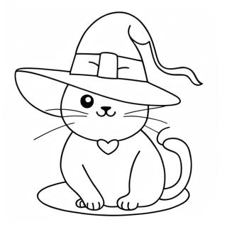 Gato Con Sombrero De Bruja Para Colorear 118654-53794