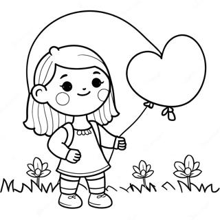 Pagina Para Colorear De Una Nina Adorable Con Un Globo 119603-54525