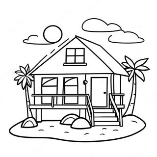 Pagina Para Colorear De Una Acogedora Casa De Playa 119629-54548
