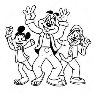 Pagina Para Colorear De Goofy Bailando Con Amigos 1197-8