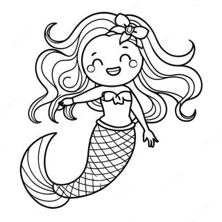 Pagina Para Colorear De La Majestuosa Sirena Negra Con Cabello Largo 120606-55318