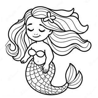 Pagina Para Colorear De La Majestuosa Sirena Negra Con Cabello Largo 120606-55319