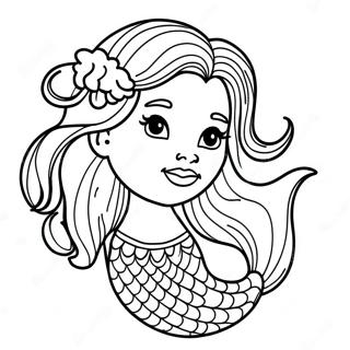 Pagina Para Colorear De La Majestuosa Sirena Negra Con Cabello Largo 120606-55320