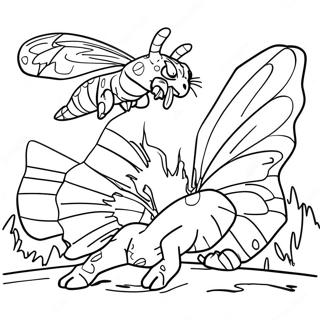 Pagina Para Colorear De Mothra Luchando Contra Godzilla 120887-55723
