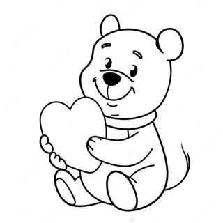 Winnie The Pooh Sosteniendo Un Corazón Páginas Para Colorear